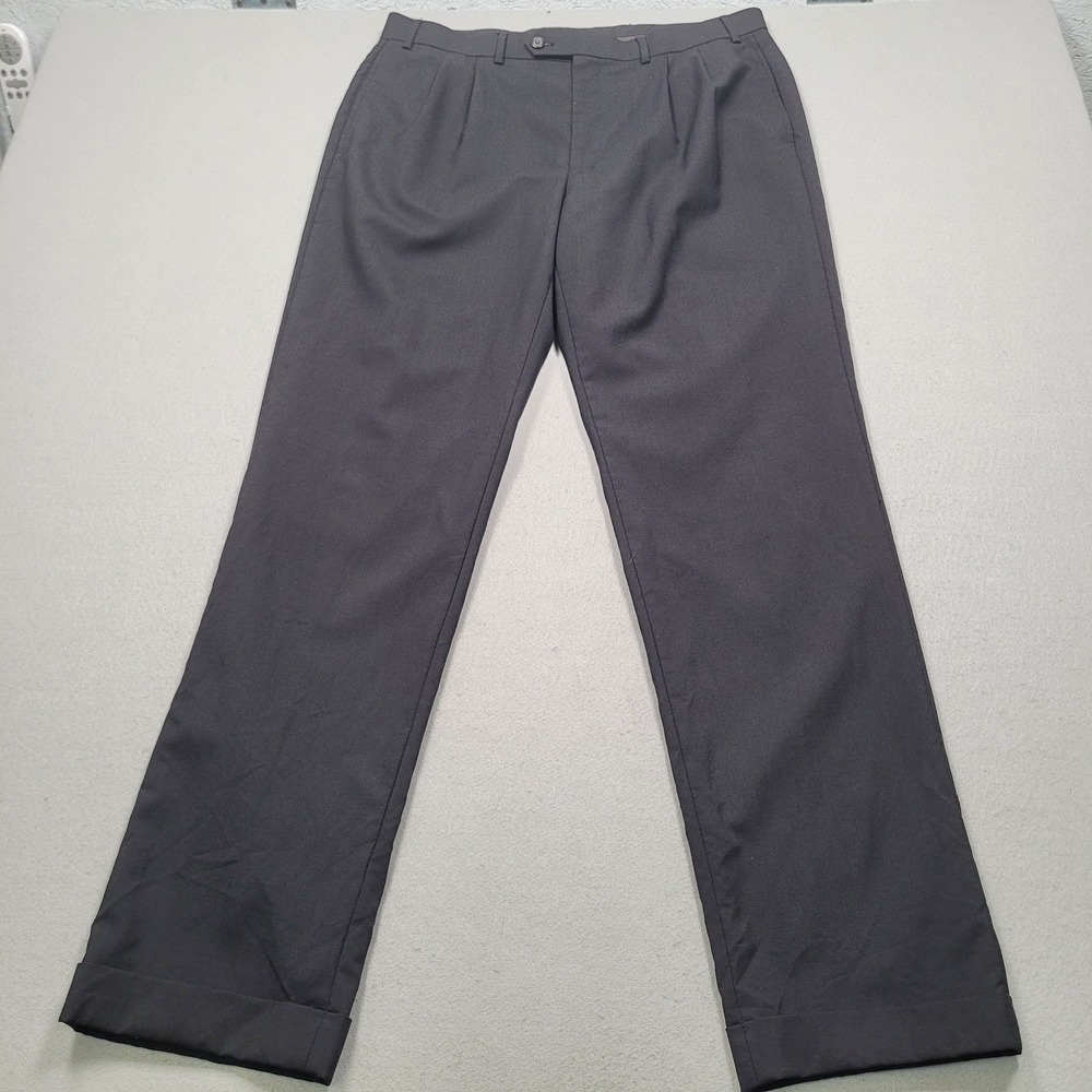 Lauren Ralph Lauren Total Comfort Mens Black 100% Wool Pleated Dress Pants 36x34